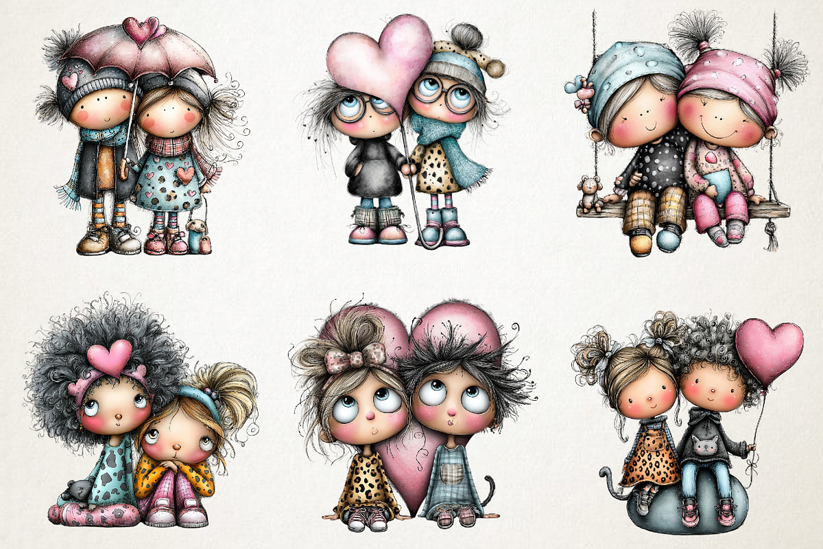 Dreamy Sweetheart Valentine Clipart, a Person Illustration by RobertsArt (Photo 6 of 7)