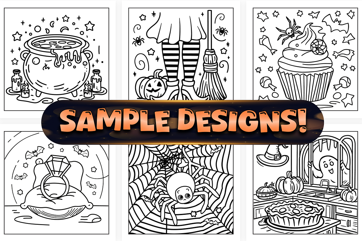 Easy Cute Halloween Coloring Pages, a Seasonal Illustration by Craftsbeefy (Photo 3 of 4)