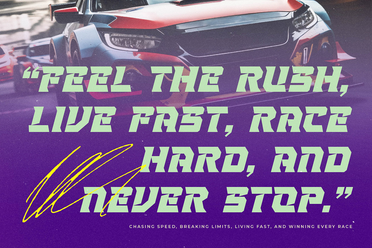 Strike Vortex Futuristic Racing, a Sans Serif Font by timelesstype.co (Photo 7 of 15)