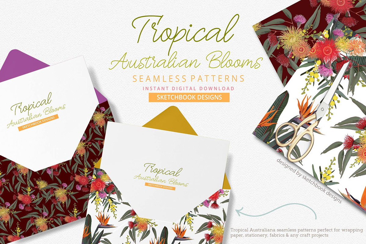 Tropical Australian Blooms, a Pattern Graphic by Sketchbook Designs (Photo 2 of 9)