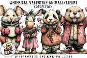 Whimsical Valentine Animals Clipart, an Illustration by OK Design (Thumbnail 1 of 6)