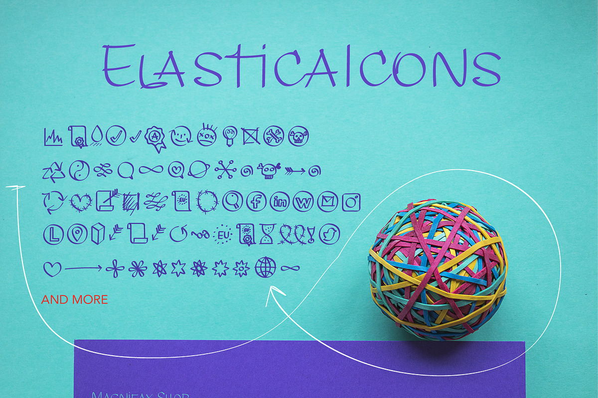 ELASTICA font + ELASTICA Icons font preview 6