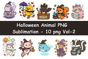 Halloween Animal PNG Bundle Vol.2, a Seasonal Illustration by Smillyy Threads