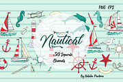 Nautical Elements with Ships, an Illustration by Nataliapiache (Thumbnail 1 of 7)