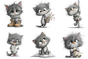 Whimsical Fluffy Kitten Clipart, an Illustration by DreamArtGraphic (Thumbnail 2 of 4)