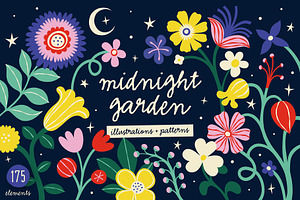 Midnight Garden Graphic Collection, a Pattern Graphic by rouxsupplyco