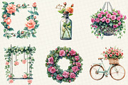 Mint & Pink Rose Garden Sublimation, an Illustration by OK Design (Thumbnail 2 of 5)