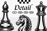 Chess Pieces Vector Pack, an Object Illustration by Tekuni (Thumbnail 2 of 6)