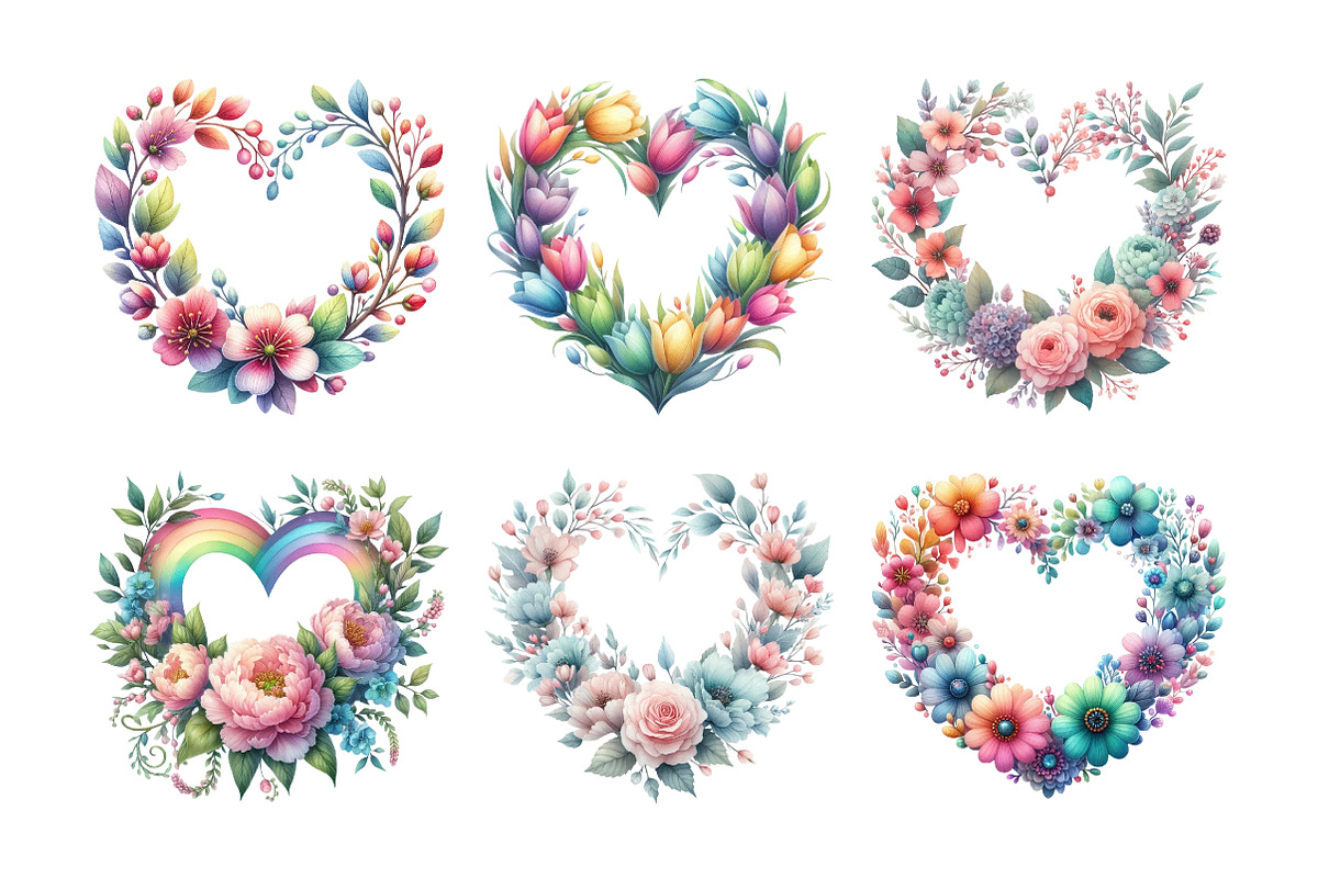heart-shaped spring floral clipart, an Illustration by Daily.Designs (Photo 2 of 5)