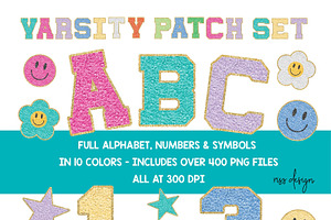 Varsity Faux Chenille Alphabet PNGs