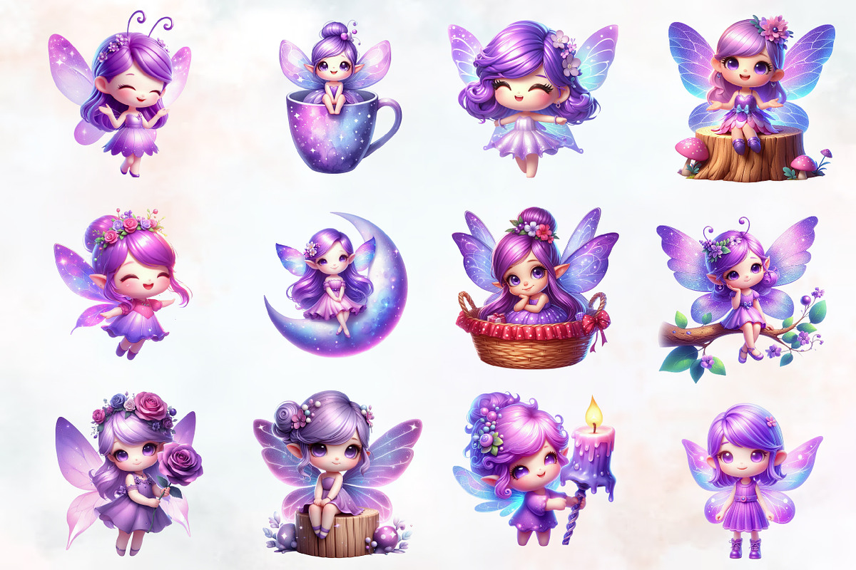 Purple Cute Fairy Clipart, an Illustration by RobertsArt (Photo 6 of 7)
