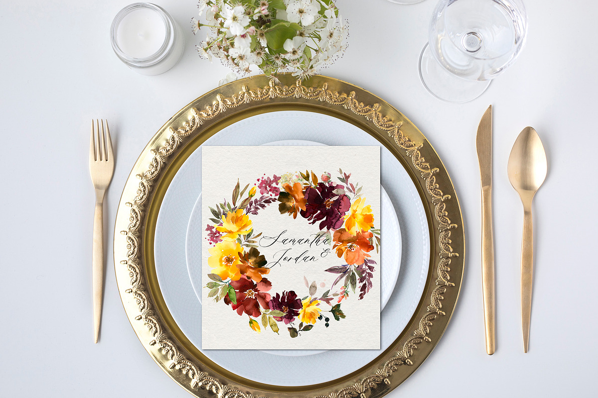 Maroon Yellow Orange Florals PNG, a Decorative Illustration by whiteheartdesign (Photo 9 of 9)
