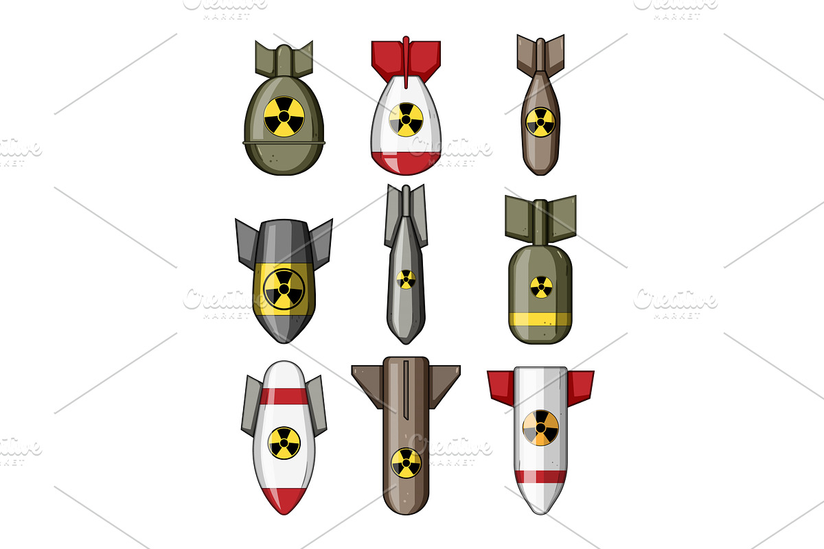 Atomic bomb collection depicting, an Object Illustration by pikepicture