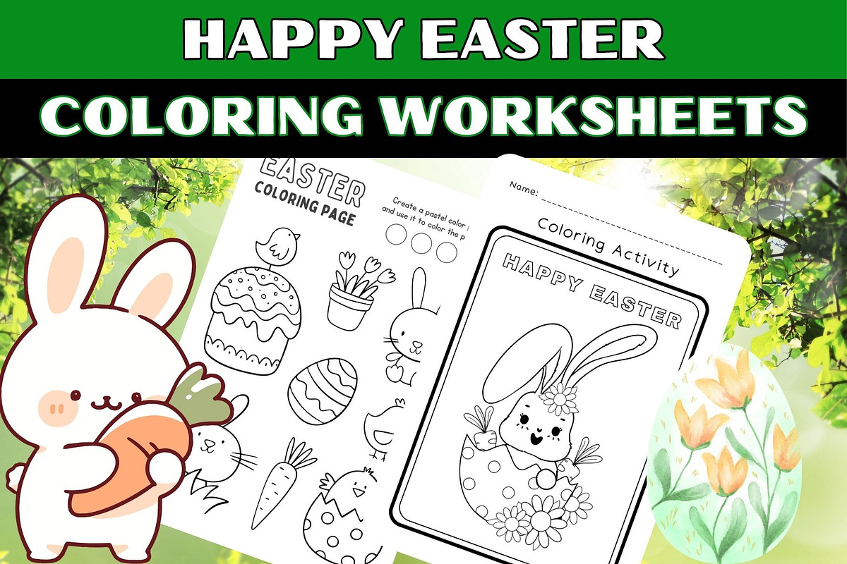 Easter coloring pages | Easter craft, a Templates & Theme by Premium Digital Templates (Photo 1 of 3)