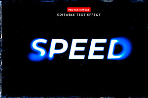 Speed Text Effect with Blue Light PS