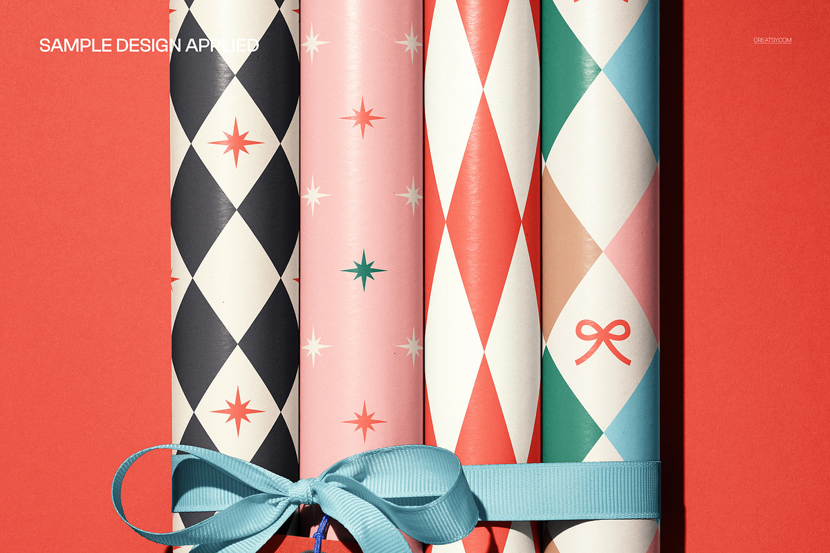 Wrapping Rolls with Ribbon Mockup, a Packaging Mockup by creatsy5