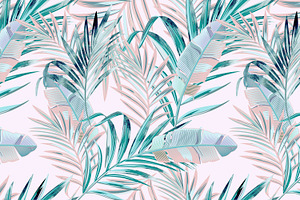 Pink Jungle Vector Seamless Pattern