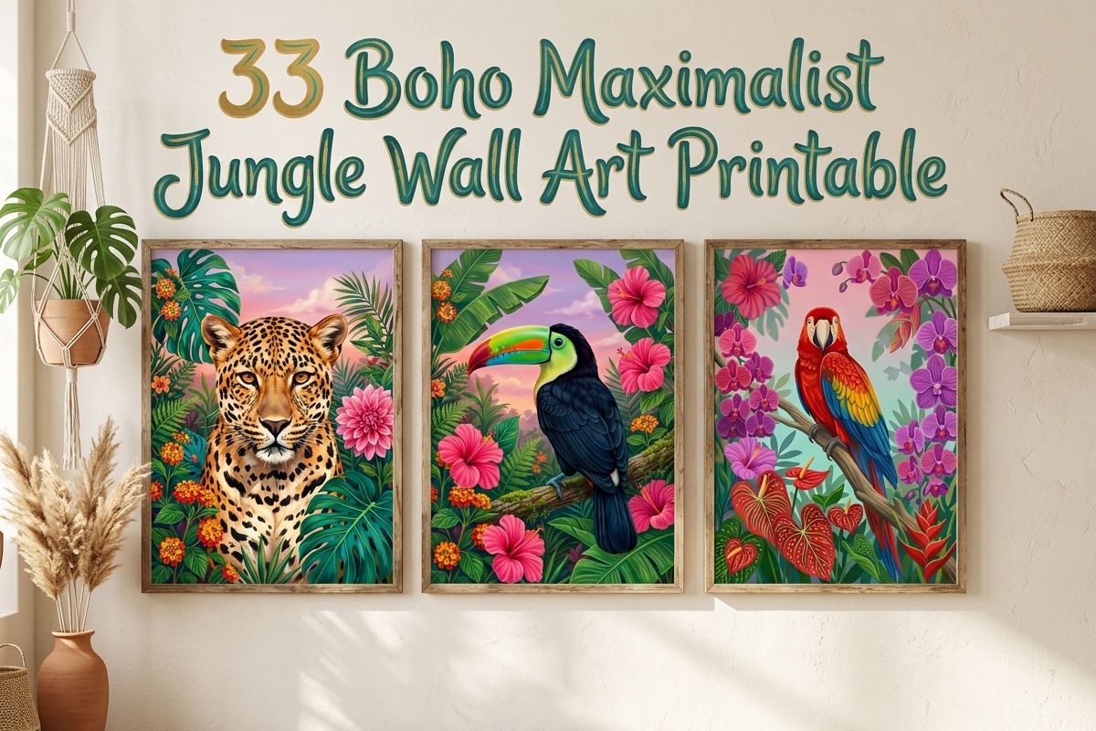 33 Boho Maximalist Jungle Printable, a Decorative Illustration by Image for Sale (Photo 1 of 3)