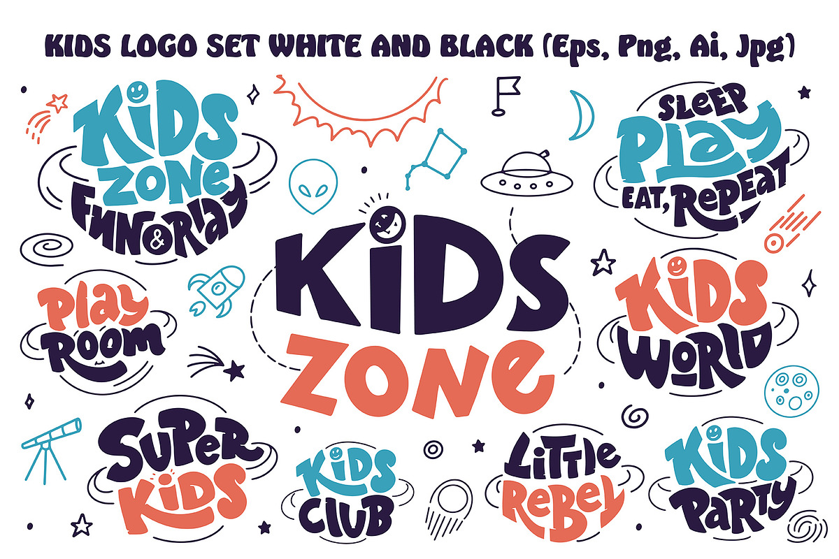 Set of phrases for kids zone, a Decorative Illustration by Lettering_Logo (Photo 2 of 5)