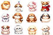 Watercolor Dogs Clipart, an Illustration by Designworld (Thumbnail 2 of 5)