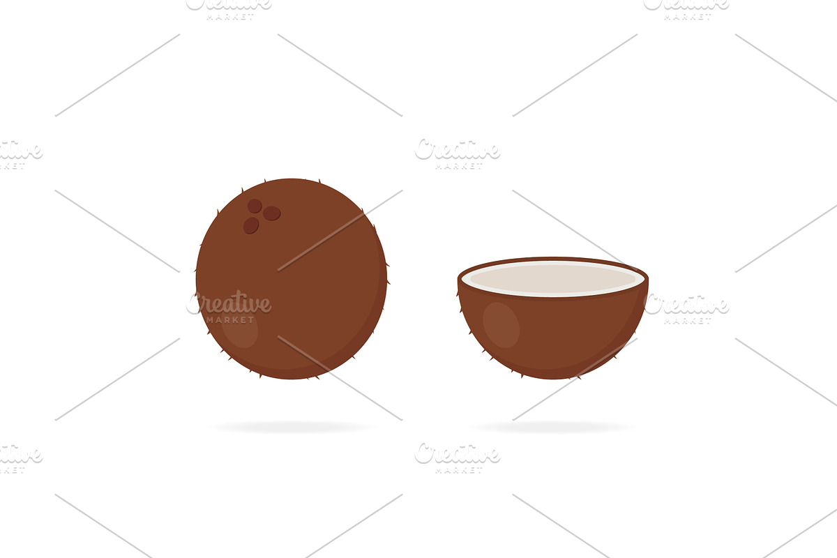 Coconut icon in cartoon style, an Object Illustration by Vector Creator