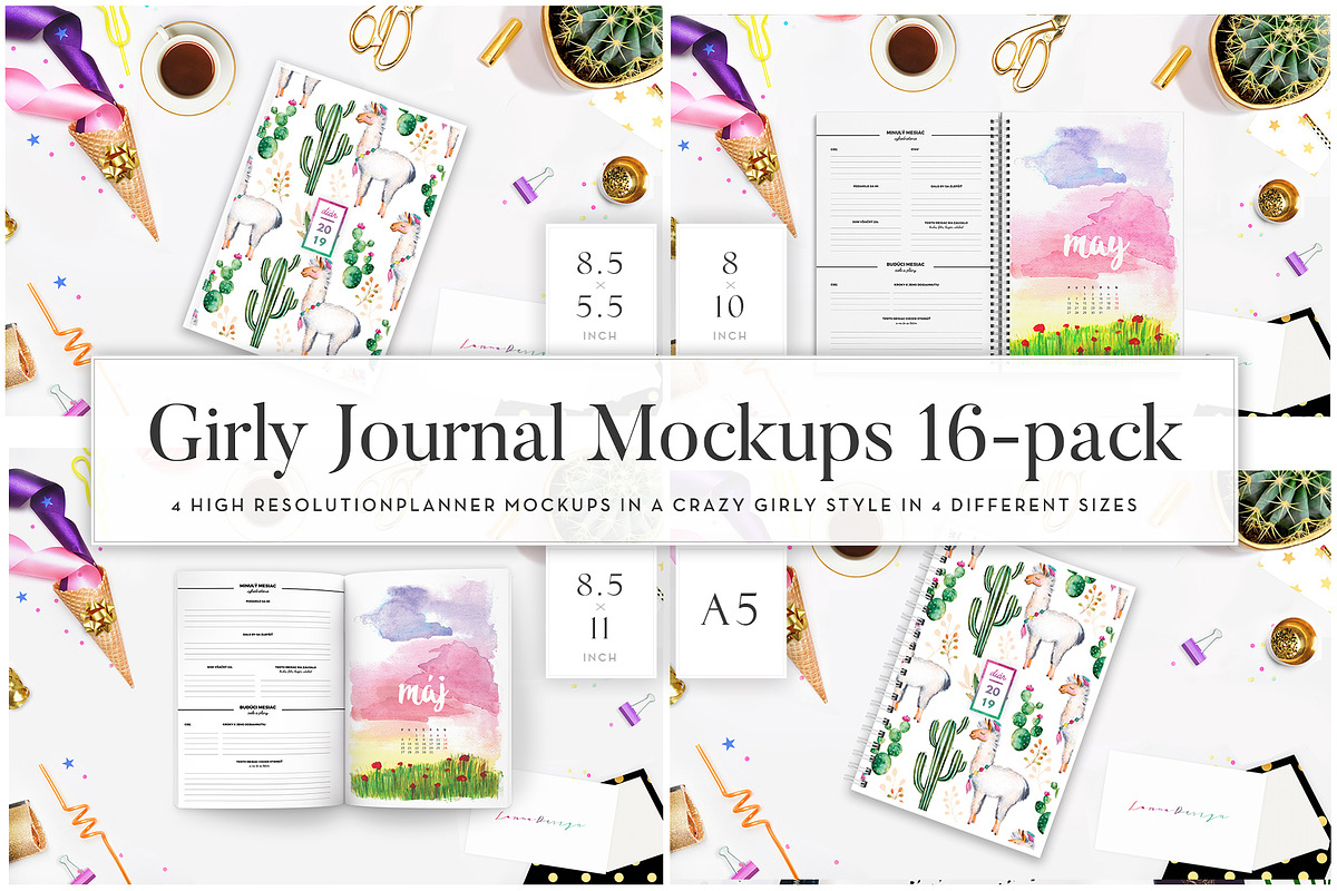 Girly Planner Mockups (16 in 1), a Print Template by Europe.graphics (Photo 1 of 4)