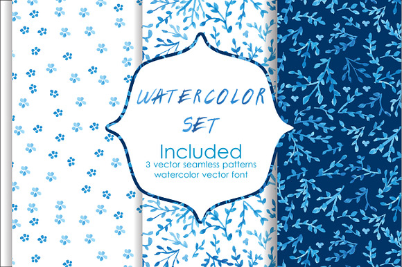 Watercolor seamless vector patterns preview 6