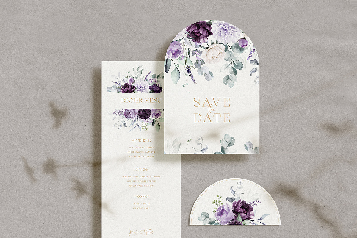 Violet Watercolor Floral Alphabet, a Decorative Illustration by Veris Studio (Photo 11 of 12)
