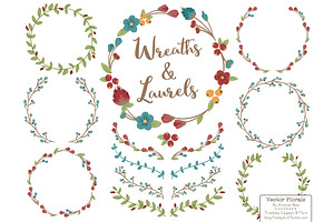 Retro Bold Vector Flower Wreaths, an Illustration by Amanda Ilkov