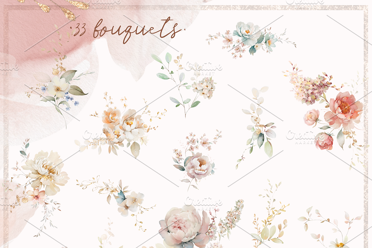 watercolor flowers botanical bundle, a Decorative Illustration by Edith’s World (Photo 3 of 14)