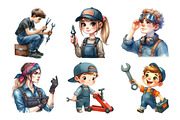 matching Mechanic Characters Clipart, an Illustration by Daily.Designs (Thumbnail 2 of 5)
