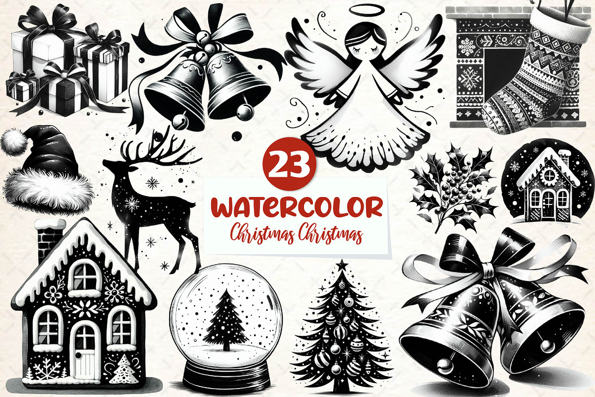 Black and White Christmas Sublimatio, an Illustration by CreationArt (Photo 1 of 5)