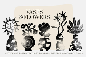 GRUNGE VASES&FLOWERS SILHOUETTES
