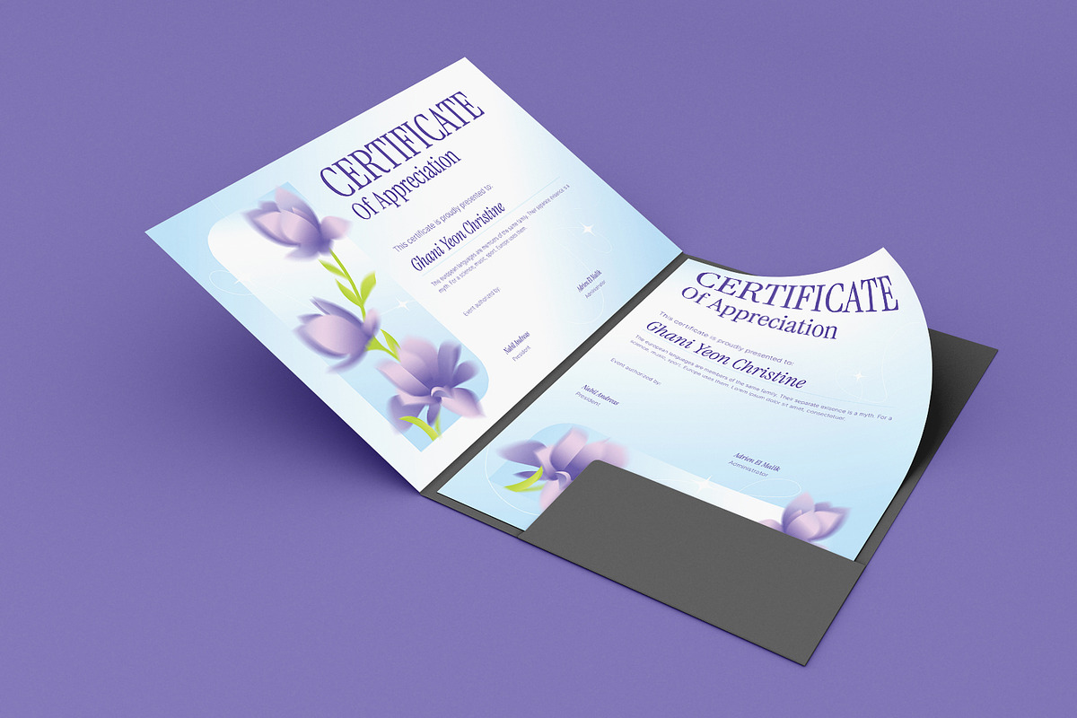 Purple Floral Certificate, a Stationery Template by Neermana (Photo 2 of 4)