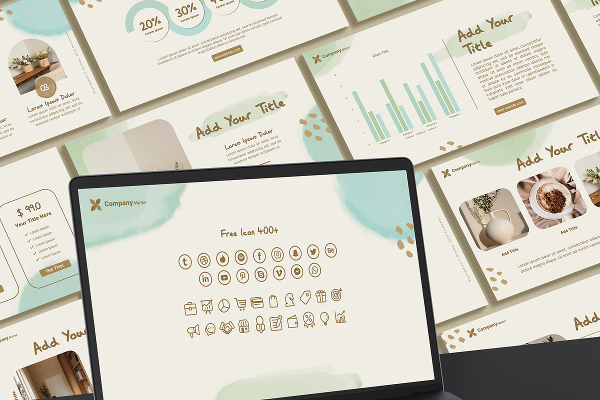Cute Watercolor PowerPoint Template, a Presentation Template by SKY CREATION (Photo 6 of 6)