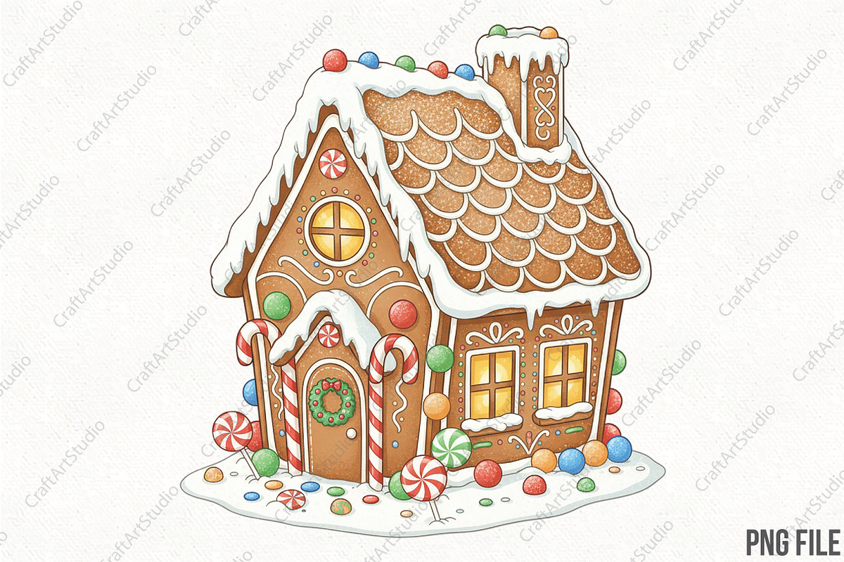 Whimsical Gingerbread House, an Illustration by CraftArtStudio (Photo 1 of 4)