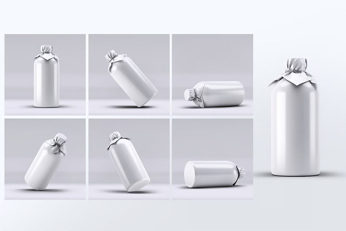 Glass Bottle Wrapped Paper Mock-Up, a Product Mockup by DesignRushMarket (Photo 2 of 7)