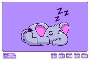 Cute Elephant Sleeping Cartoon, an Animal Illustration by Artstorystudio
