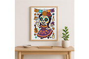 Day of the Dead Girl Wall Art Cute, a Background Graphic by LaseredNinja (Thumbnail 4 of 7)