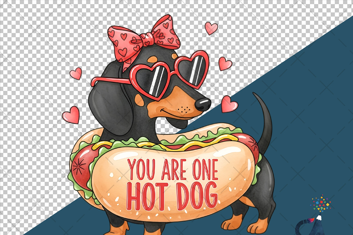 Cute Valentine Dachshund Dog Hot Dog, an Illustration by Creative Art (Photo 6 of 6)