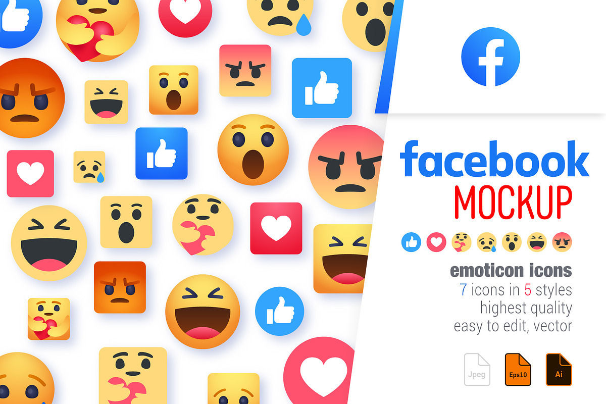 Facebook Emoticon icons, a Social Media Template by karnofff