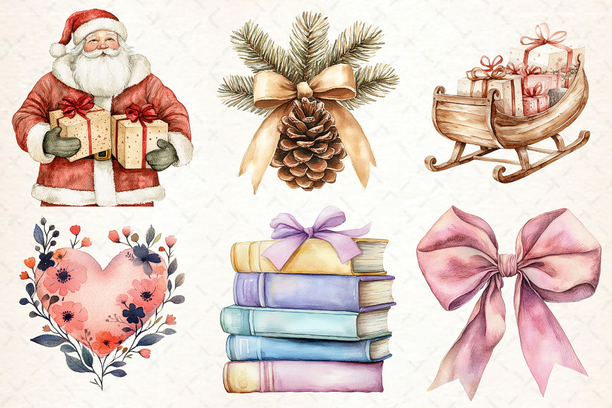 Watercolor Christmas Cozy Clipart, an Illustration by Libby Wishes (Photo 2 of 7)
