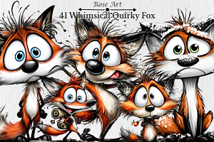 Whimsical Quirky Fox Clipart, a Seasonal Illustration by Rose Art