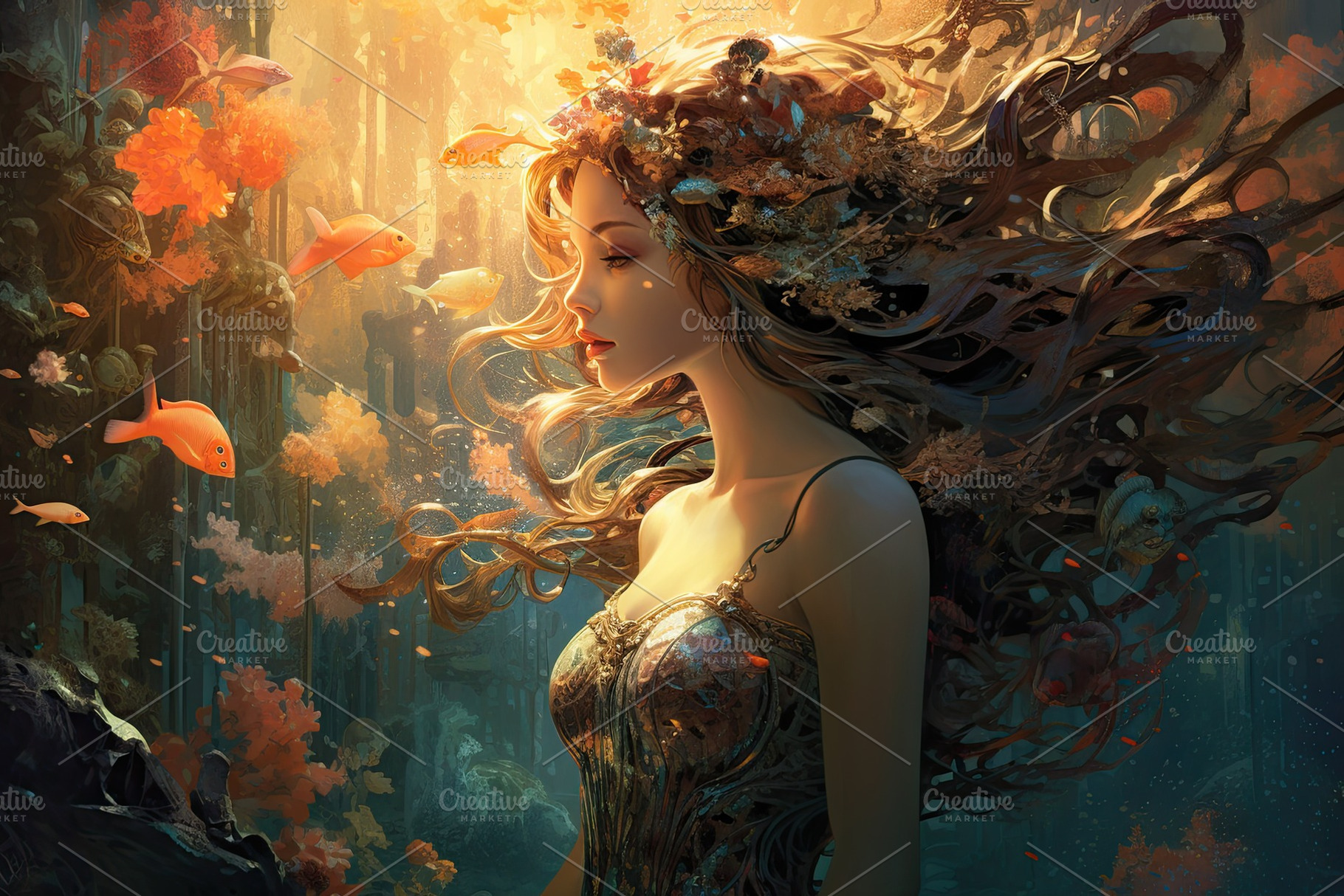 3D rendering of a beautiful mermaid, a Photo by Iftikhar Alam