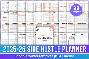 2025-26 Side Hustle Planner Canva, a Stationery Template by Mustafiz