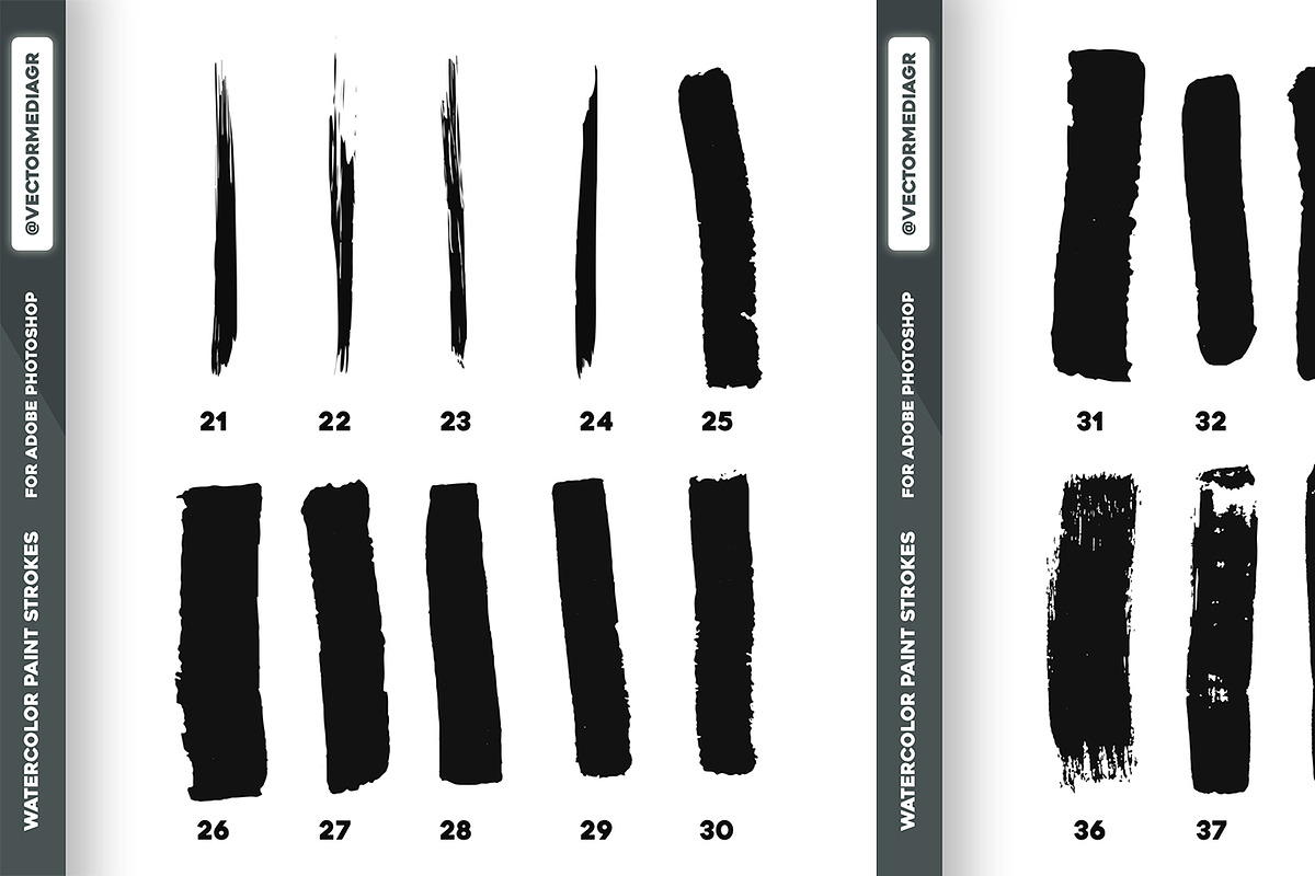 60 Watercolor Paint Strokes Brushes, a Brush Add-On by VectorMedia (Photo 3 of 4)