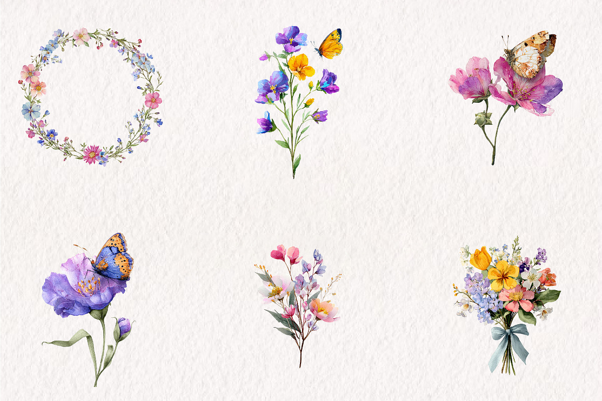 Watercolor Wildflower Clipart Bundle, an Illustration by CreationArt (Photo 7 of 7)