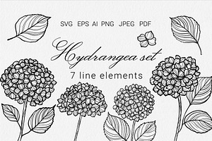 Hydrangea set SVG