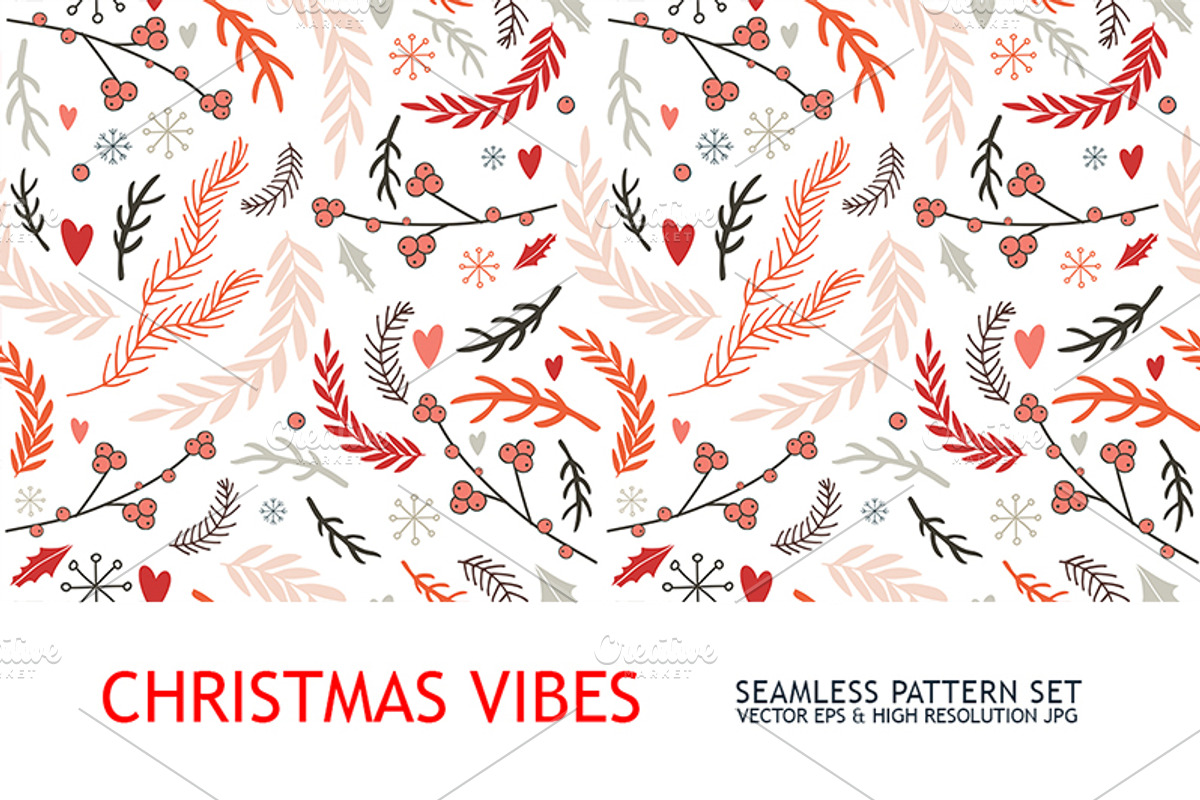 Christmas floral pattern collection, a Pattern Graphic by Anttoniu (Photo 1 of 3)