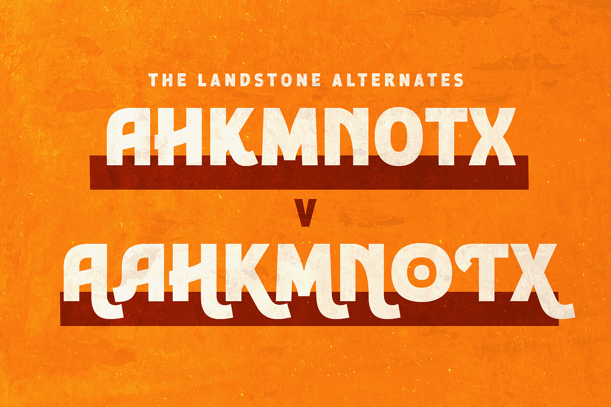 The Landstone – Ultimate Retro Font, a Sans Serif Font by Almarkhatype (Photo 3 of 13)